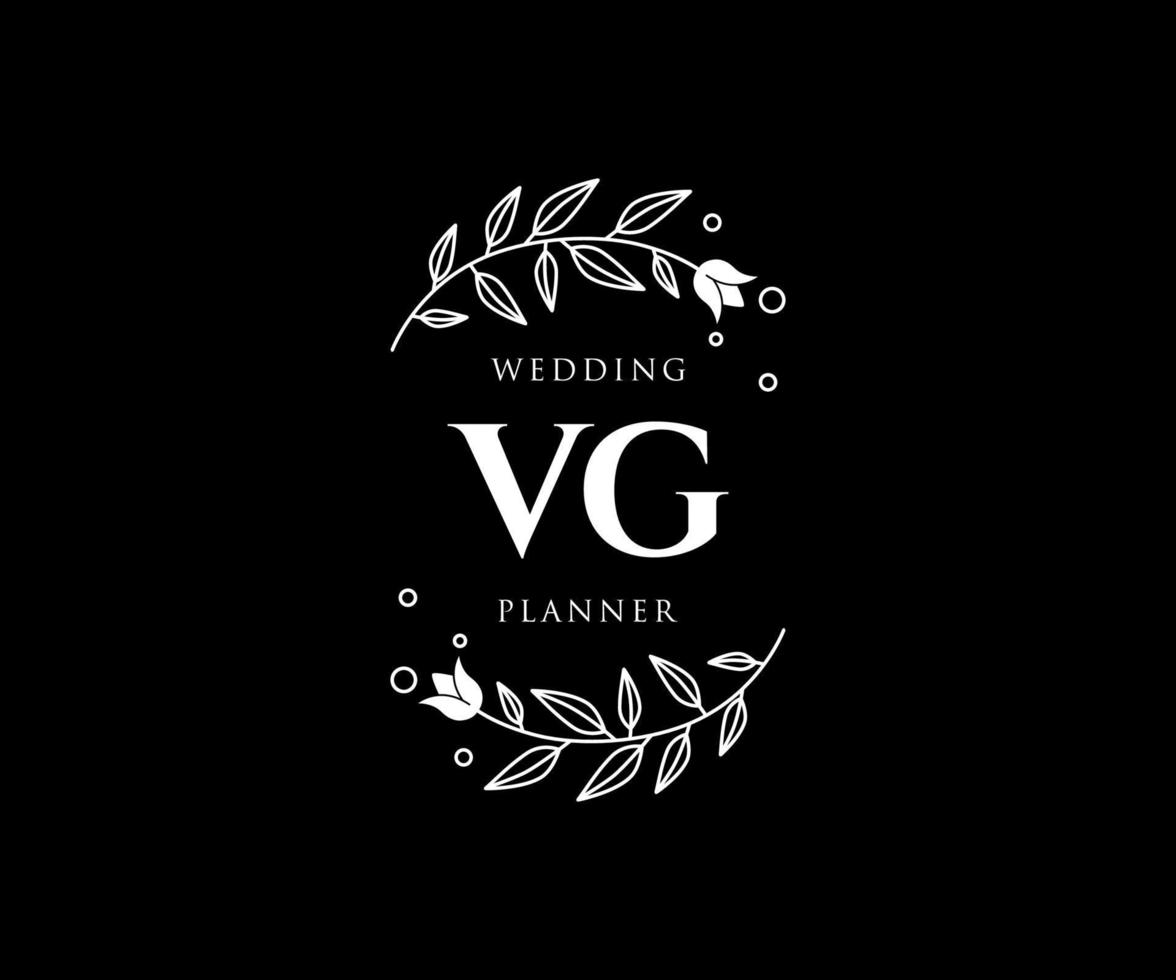 colección de logotipos de monograma de boda con letras iniciales vg, plantillas florales y minimalistas modernas dibujadas a mano para tarjetas de invitación, guardar la fecha, identidad elegante para restaurante, boutique, café en vector