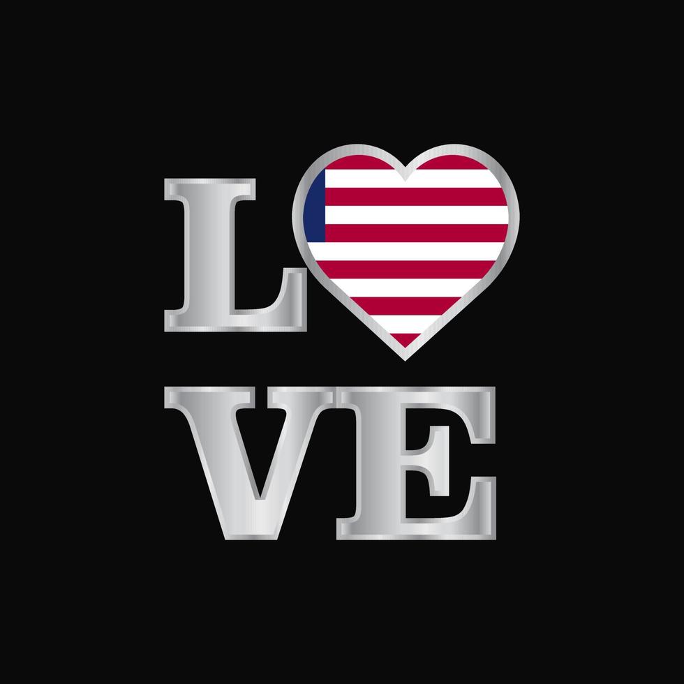 Love typography Liberia flag design vector beautiful lettering