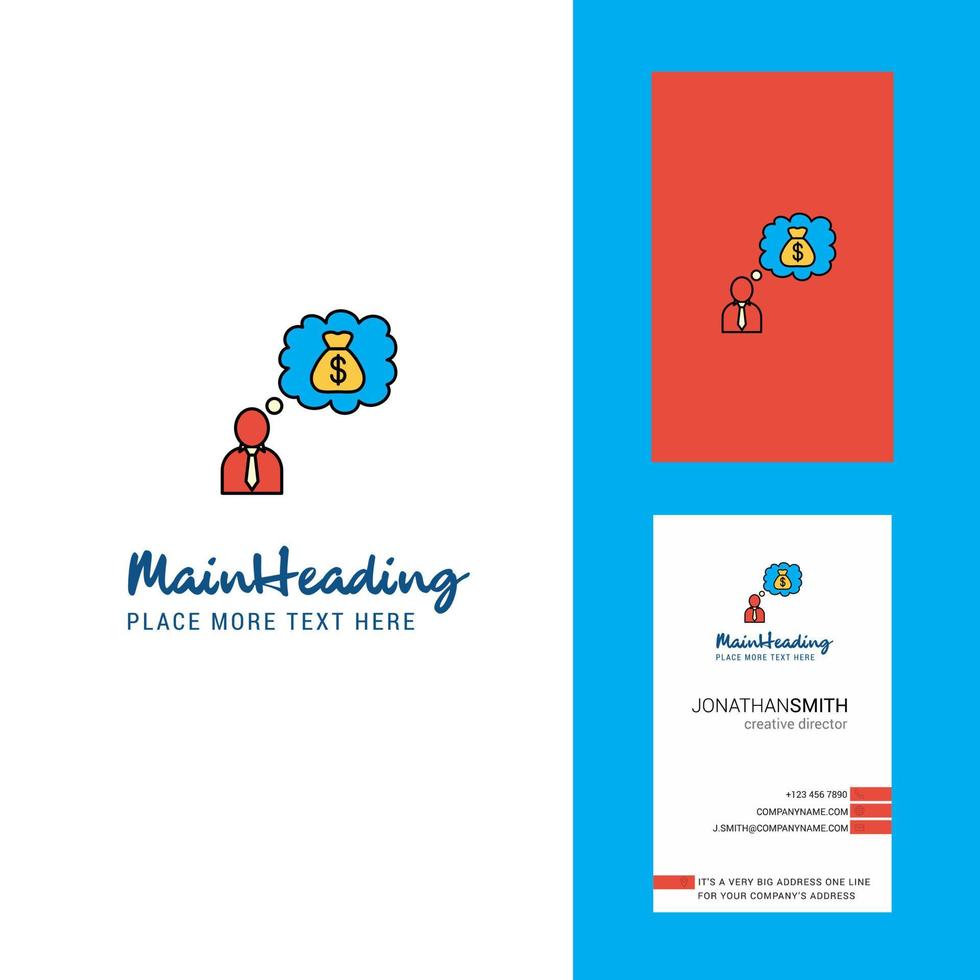 Thinking about money Creative Logo and business card vertical Design Vector