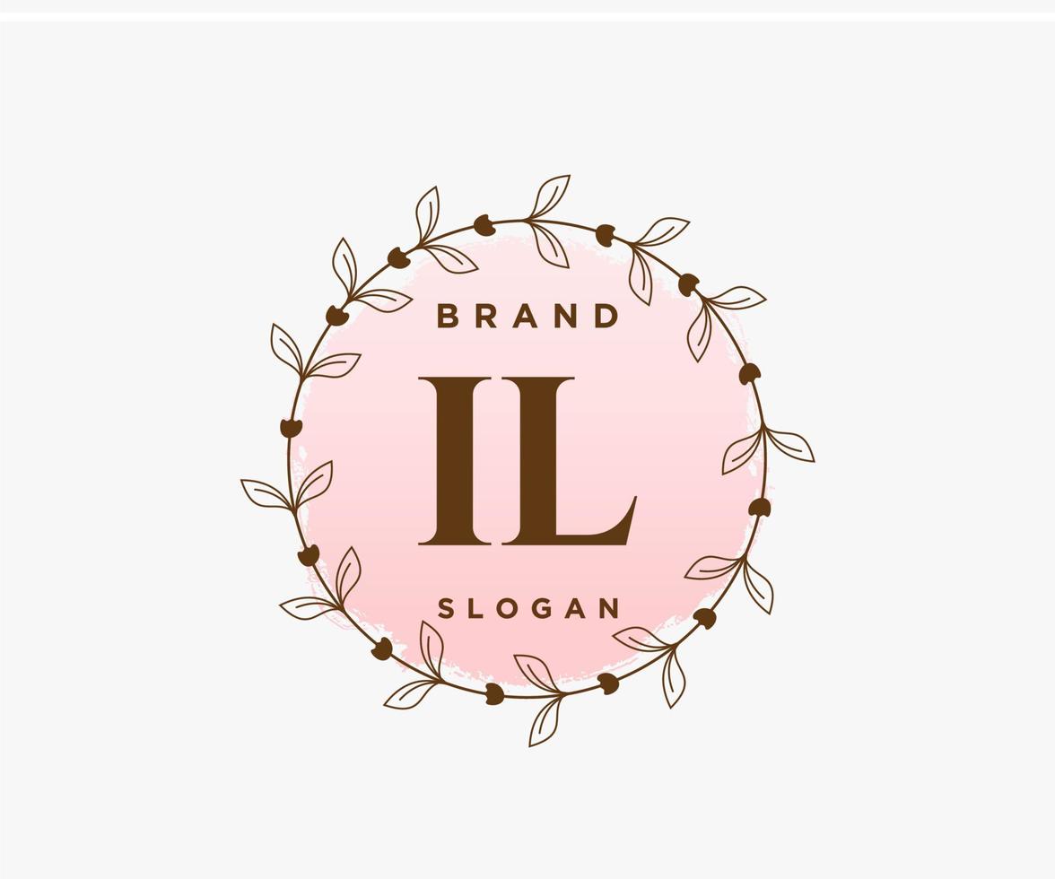 Initial IL feminine logo. Usable for Nature, Salon, Spa, Cosmetic and Beauty Logos. Flat Vector Logo Design Template Element.