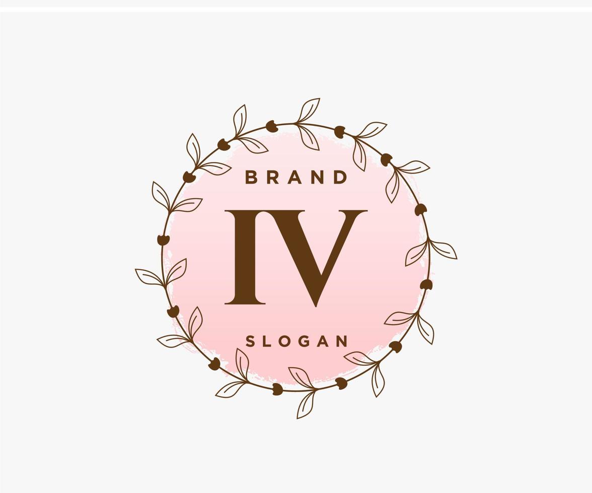 logotipo femenino inicial iv. utilizable para logotipos de naturaleza, salón, spa, cosmética y belleza. elemento de plantilla de diseño de logotipo de vector plano.