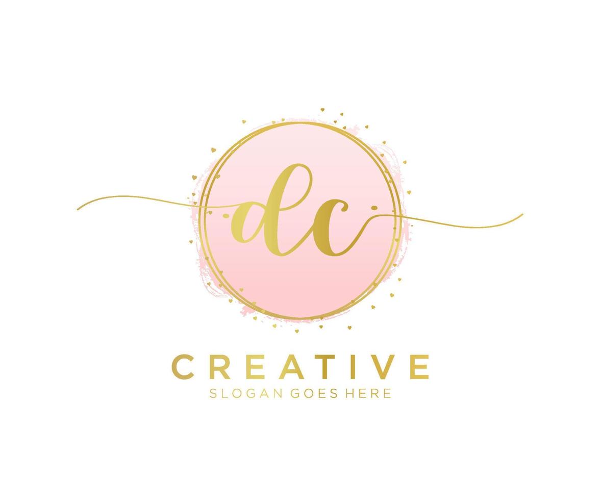 Initial DC feminine logo. Usable for Nature, Salon, Spa, Cosmetic and Beauty Logos. Flat Vector Logo Design Template Element.