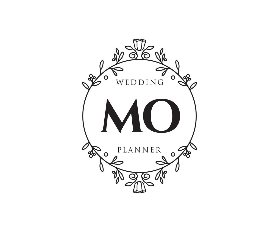 MO Initials letter Wedding monogram logos collection, hand drawn modern minimalistic and floral templates for Invitation cards, Save the Date, elegant identity for restaurant, boutique, cafe in vector