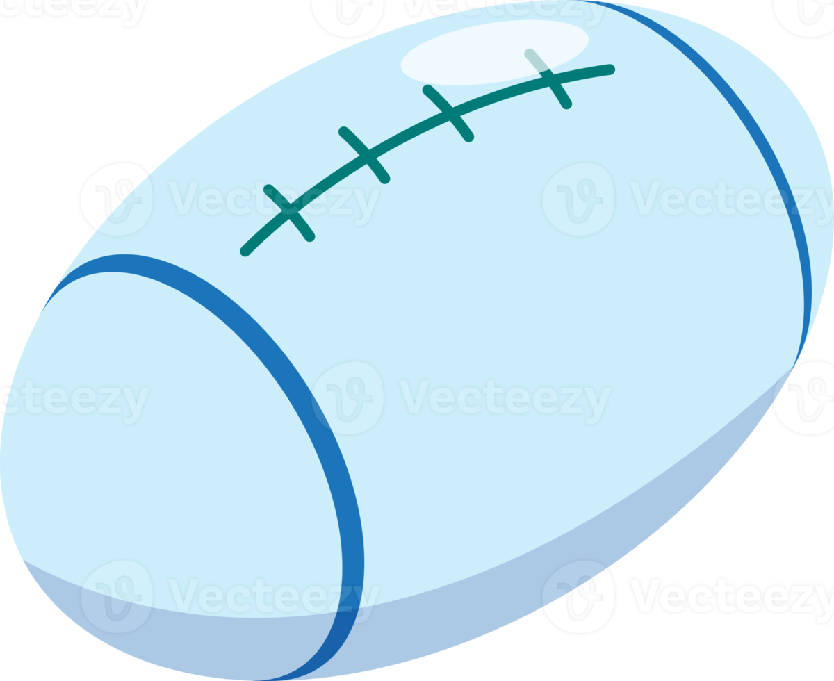 rugby ball illustration in 3D isometric style png