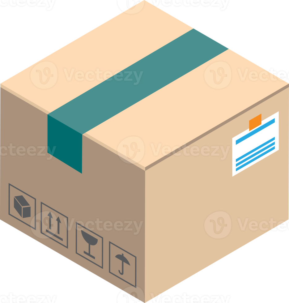 ilustración de caja de en estilo isométrico 3d PNG