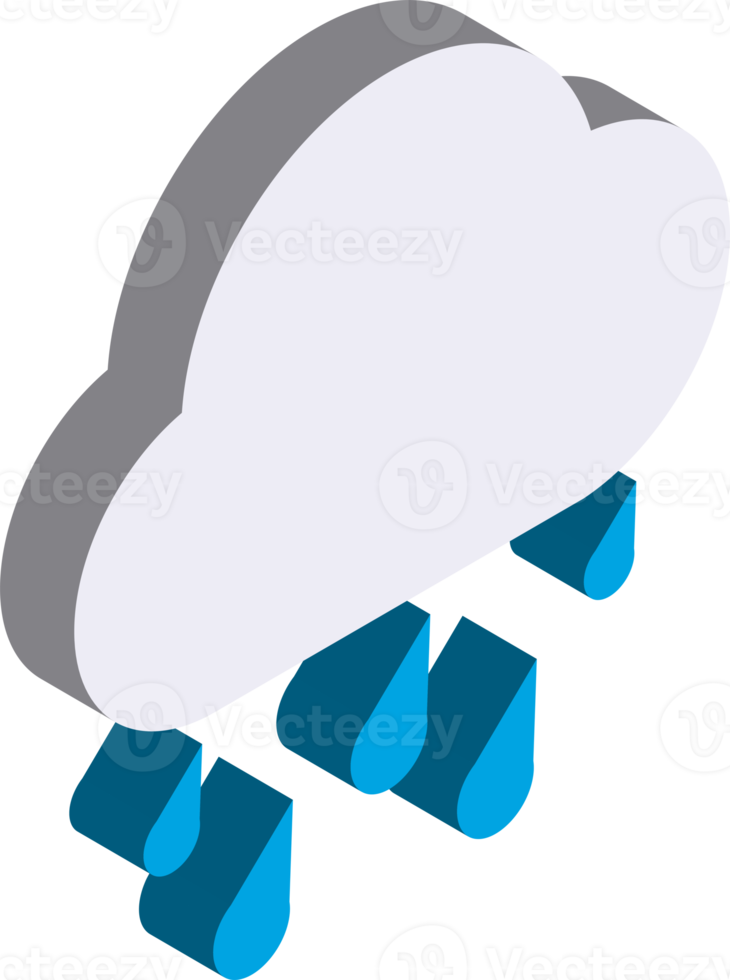 clouds and rain illustration in 3D isometric style png