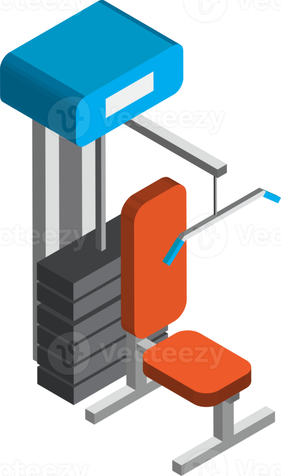 ilustración de equipo de levantamiento de pesas en estilo isométrico 3d png