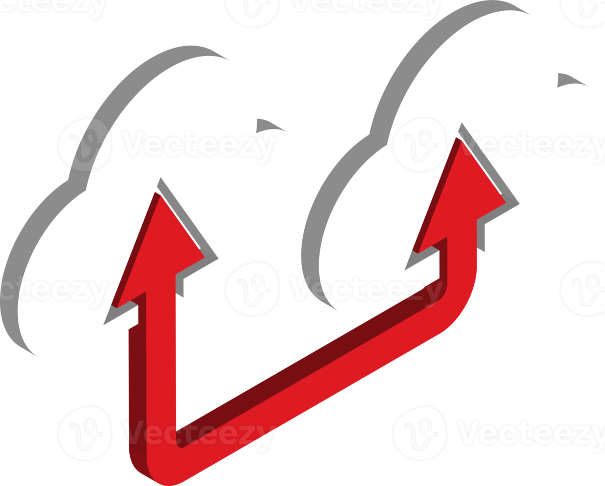 Clouds and Data Transmission illustration in 3D isometric style png