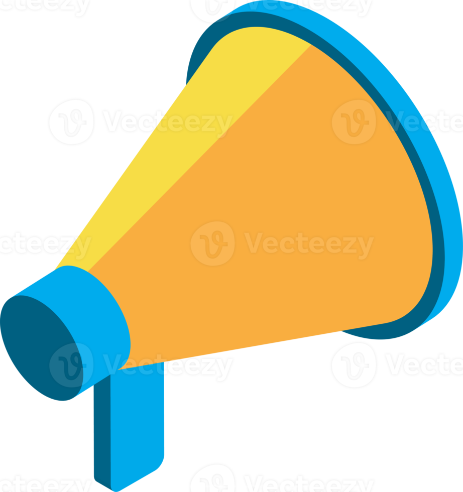 megaphone illustration in 3D isometric style png