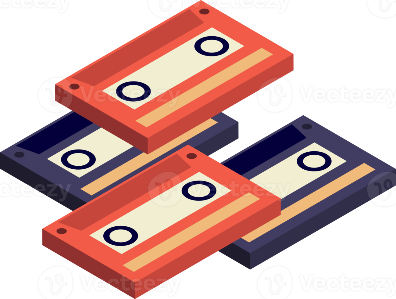 cassetta nastro illustrazione nel 3d isometrico stile png