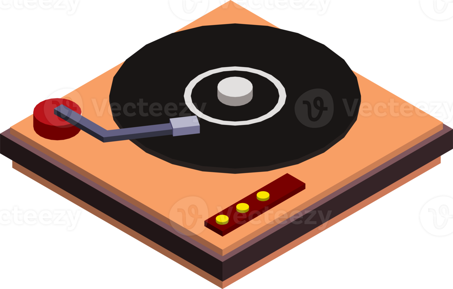 ilustración de tocadiscos en estilo isométrico 3d png