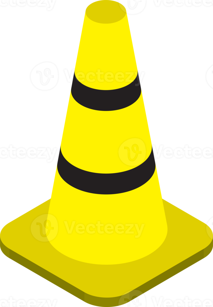 traffic cone illustration in 3D isometric style png