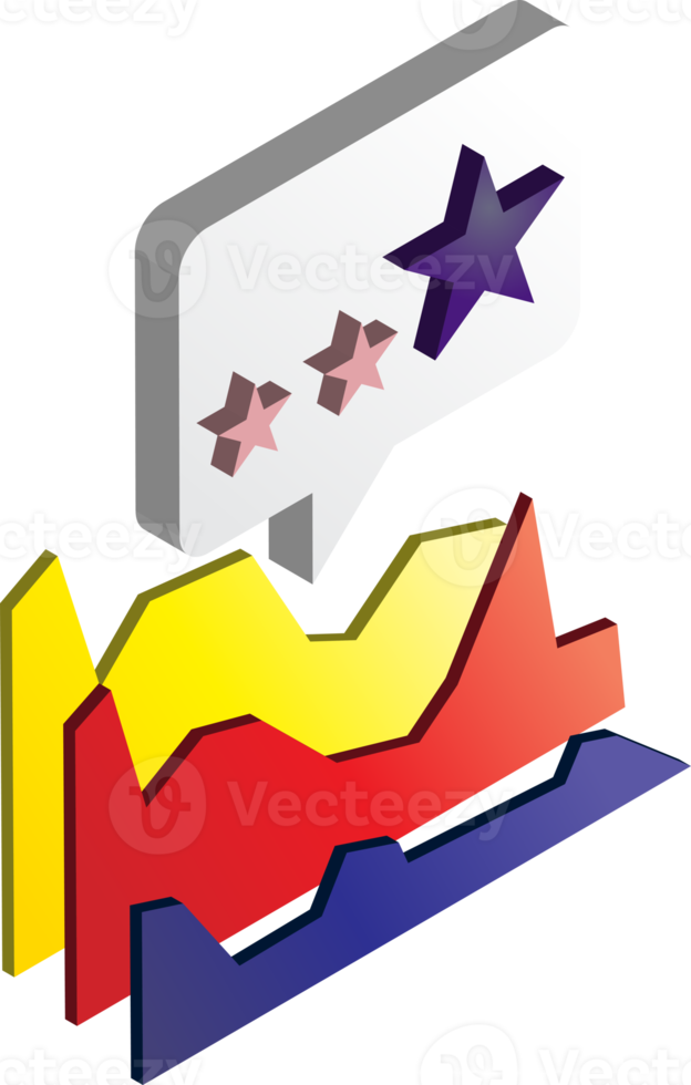 gráfico de ações e ilustração de crescimento em estilo isométrico 3d png