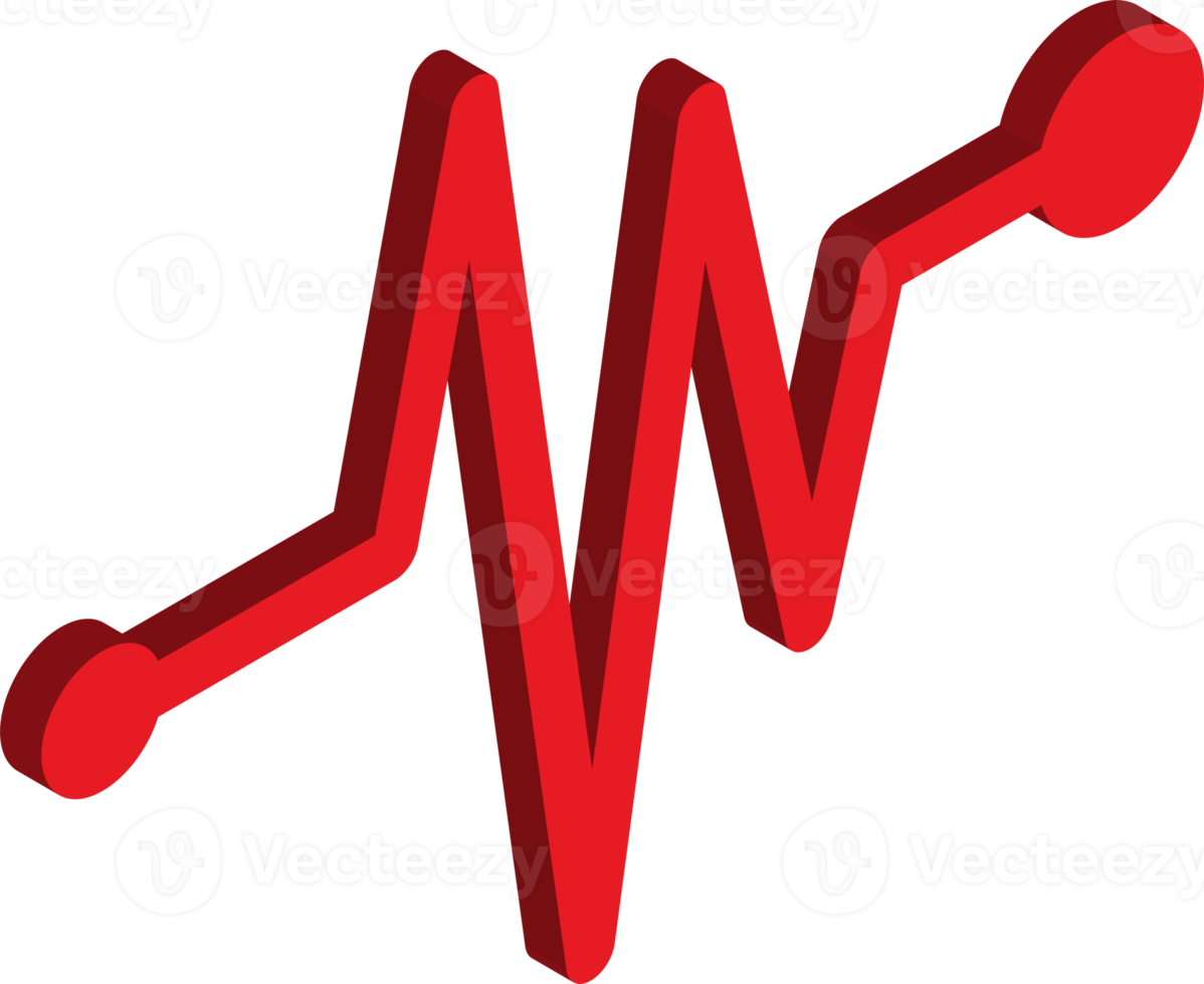 heart pulse illustration in 3D isometric style png