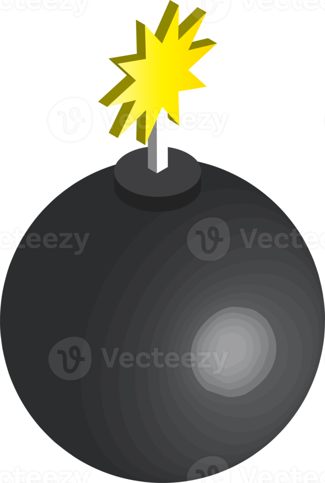 bomb illustration in 3D isometric style png