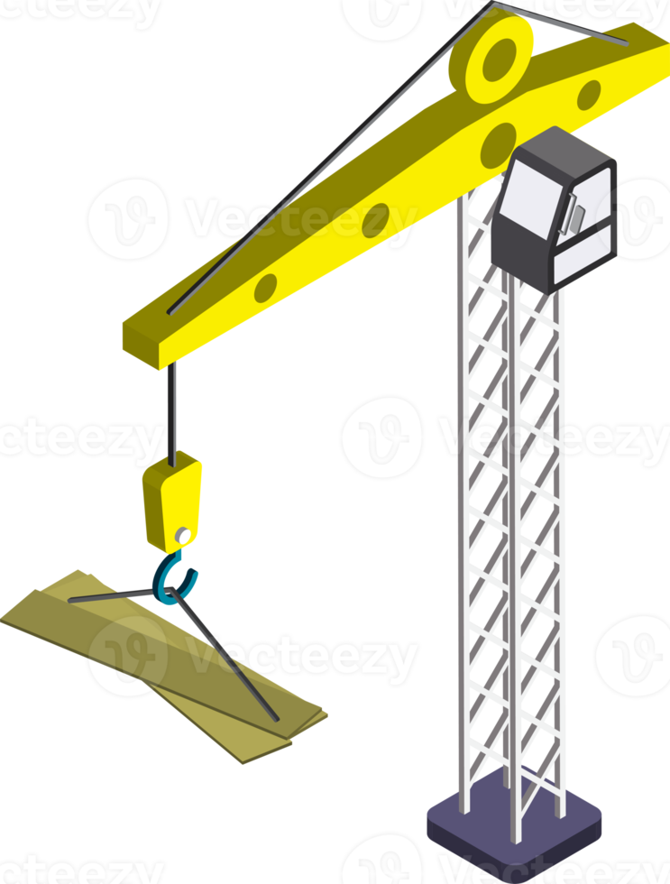 baukranillustration im isometrischen stil 3d png