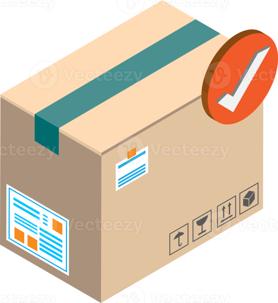 Post box and check mark illustration in 3D isometric style png