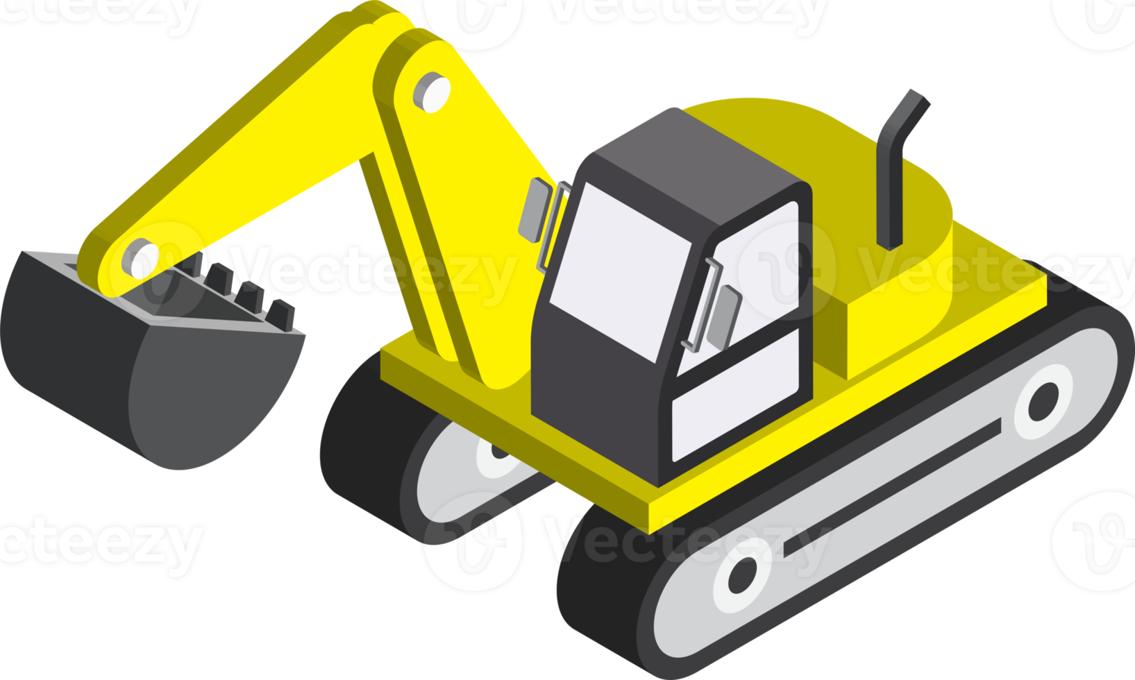 excavator illustration in 3D isometric style png