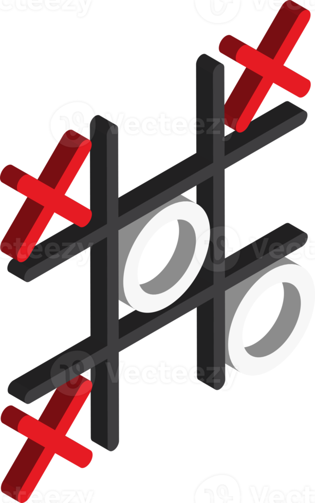 tic tac teen spellen illustratie in 3d isometrische stijl png