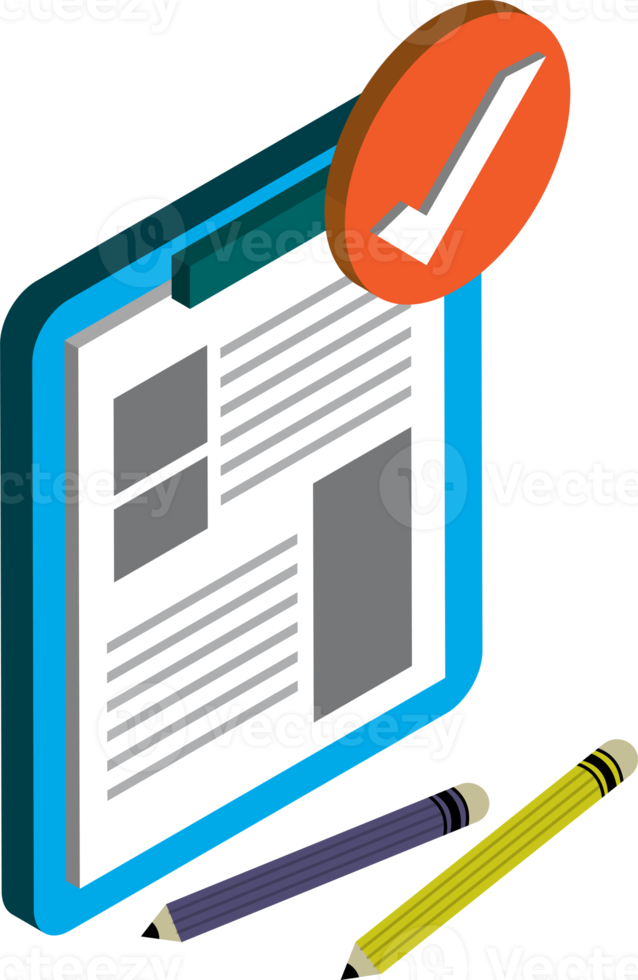 report illustration in 3D isometric style png
