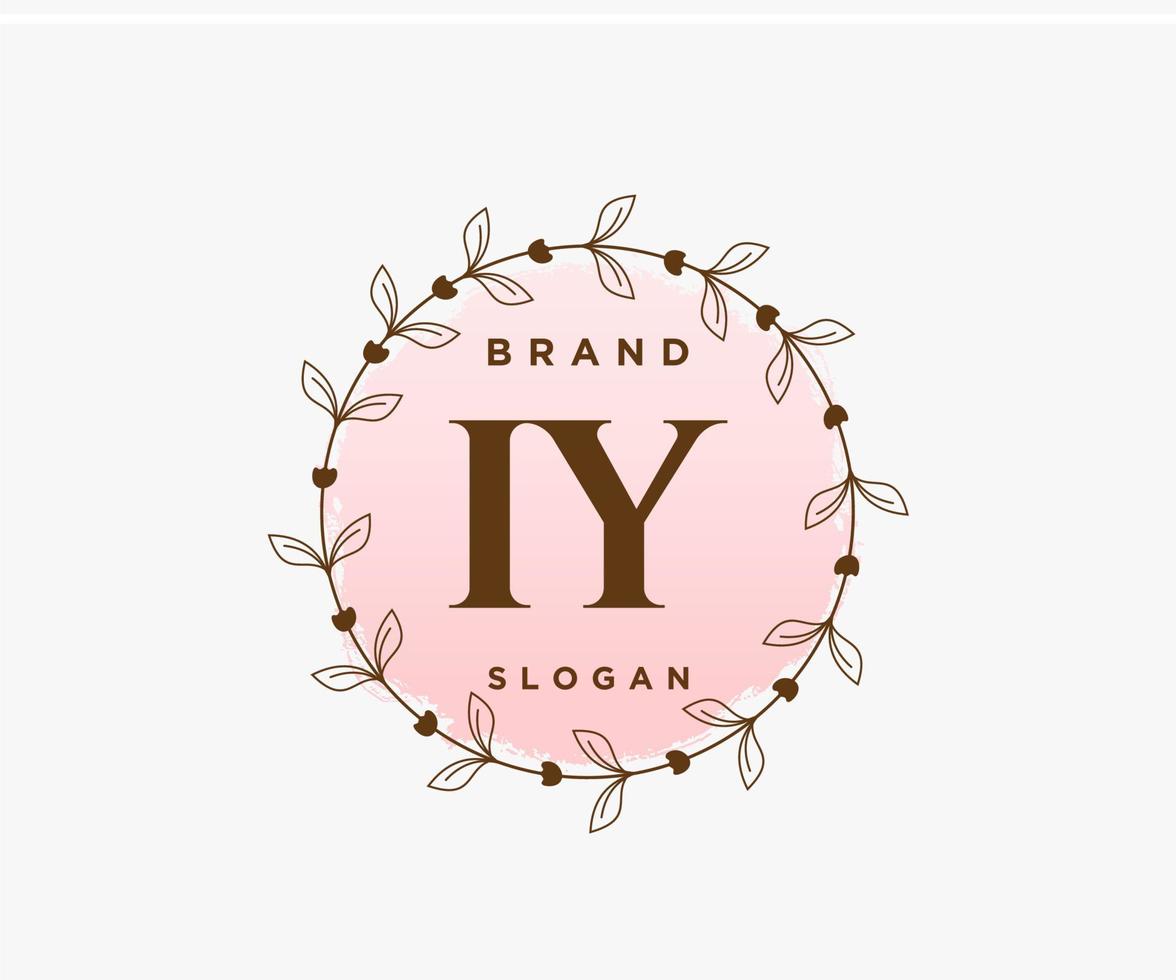 Initial IY feminine logo. Usable for Nature, Salon, Spa, Cosmetic and Beauty Logos. Flat Vector Logo Design Template Element.