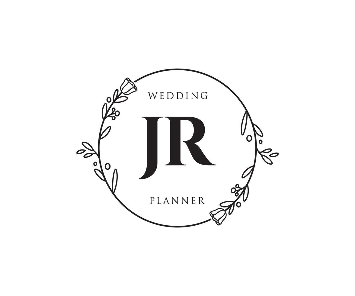 Initial JR feminine logo. Usable for Nature, Salon, Spa, Cosmetic and Beauty Logos. Flat Vector Logo Design Template Element.
