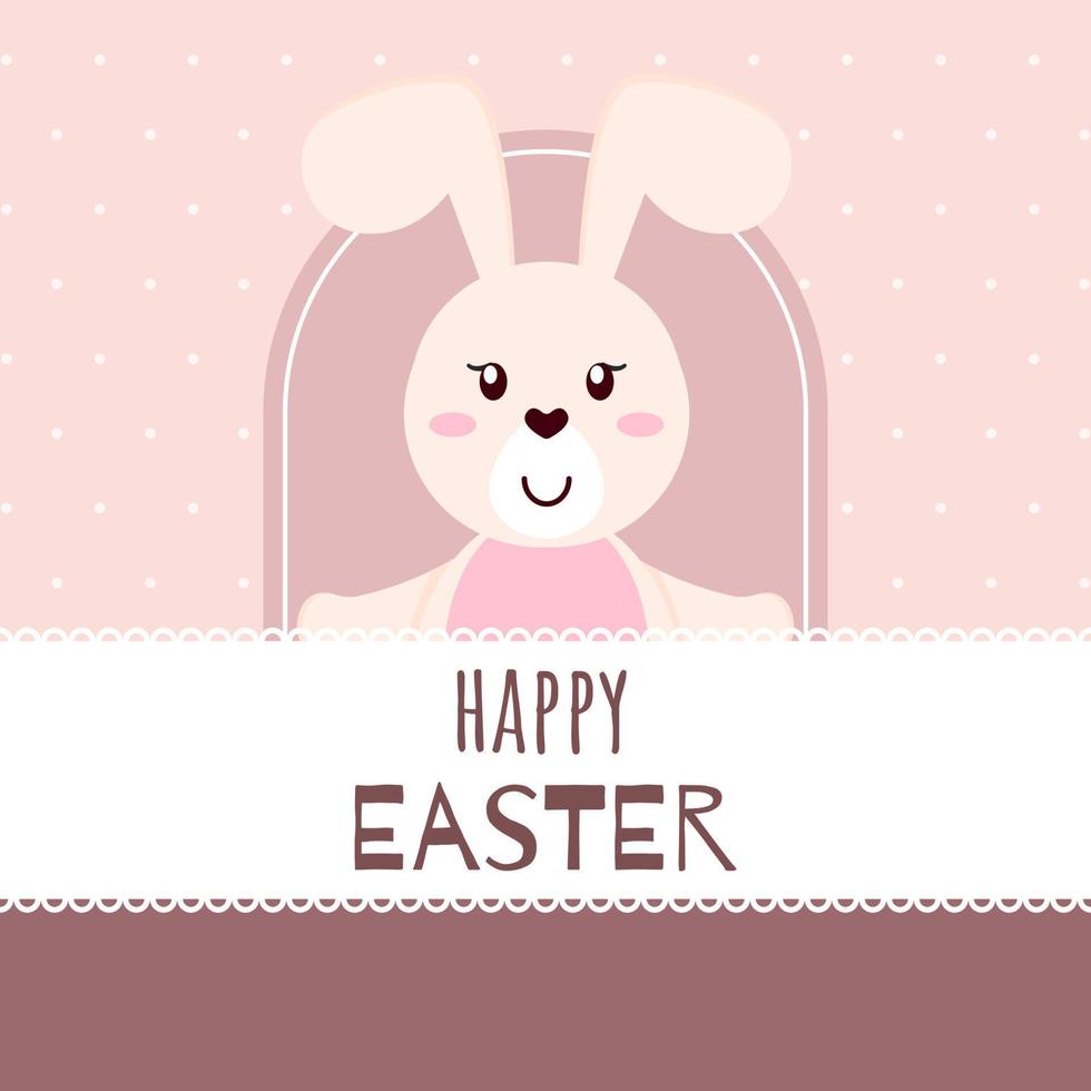 Happy Easter greeting card template. Cute bunny. Cartoon style. vector