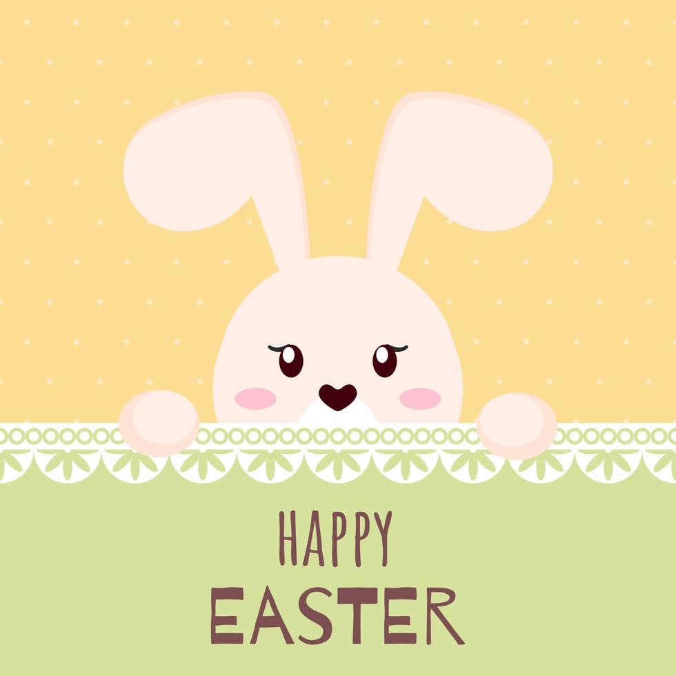 Happy Easter greeting card template. Cute bunny. Cartoon style. vector