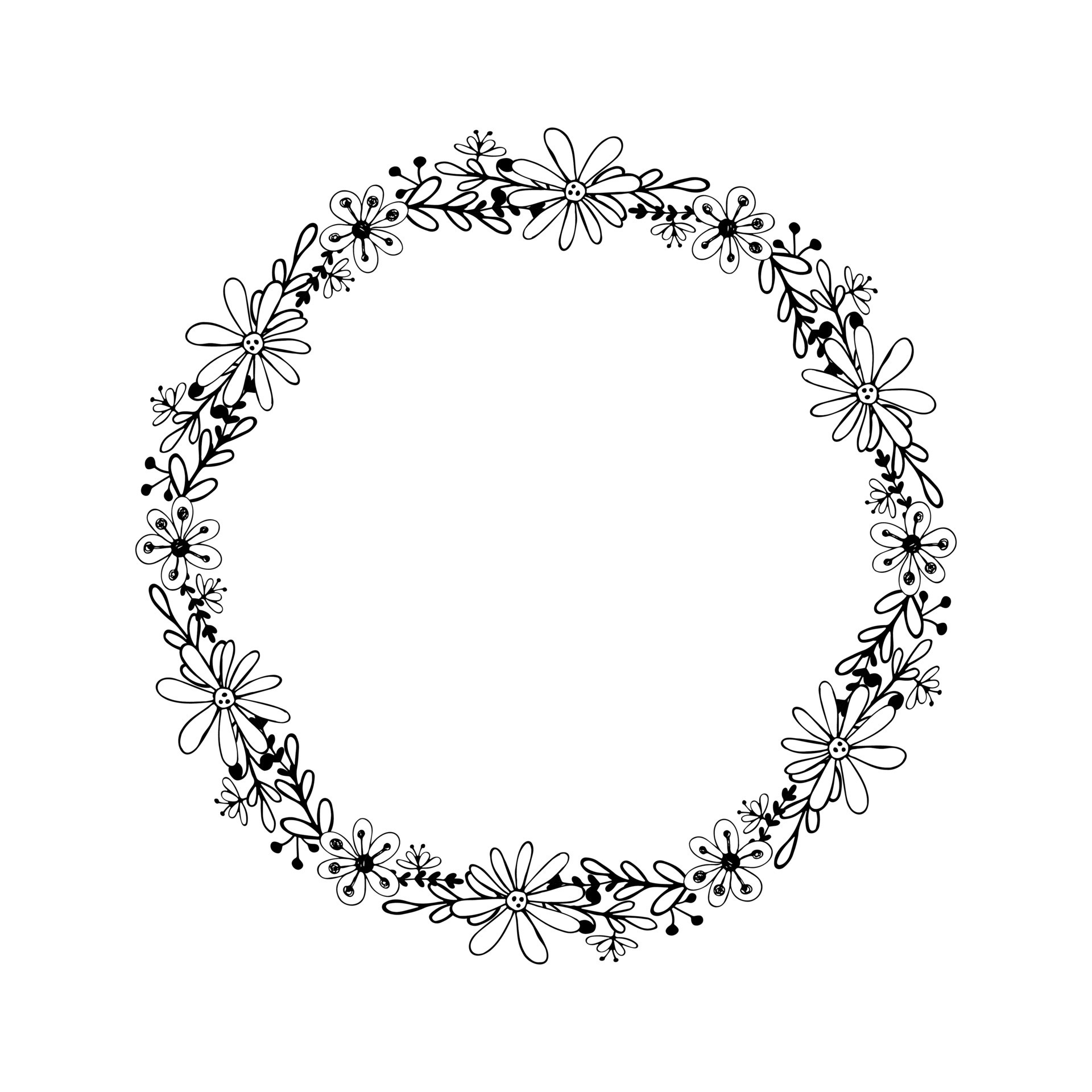 Hand drawn sketch wreath of flowers and leaves 14374823 Vector Art at ...