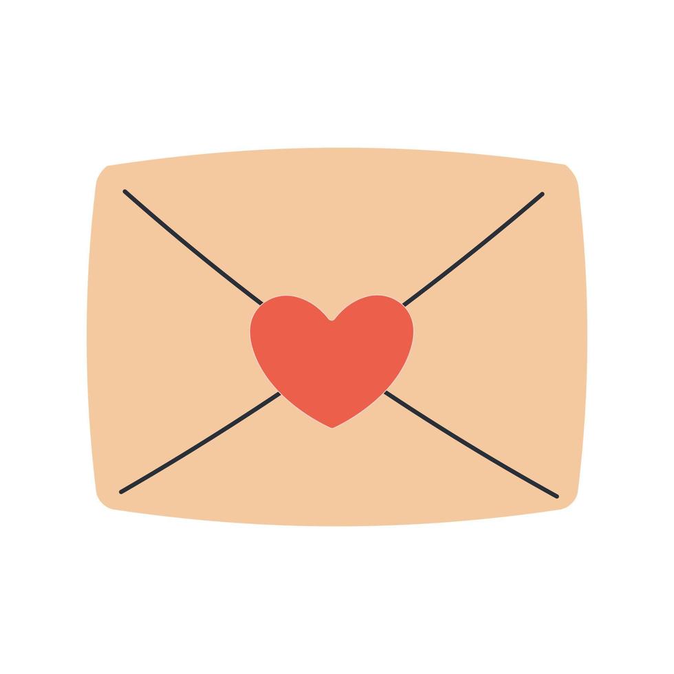 Envelope with heart sticker on white background. Valentine's Day concept. vector