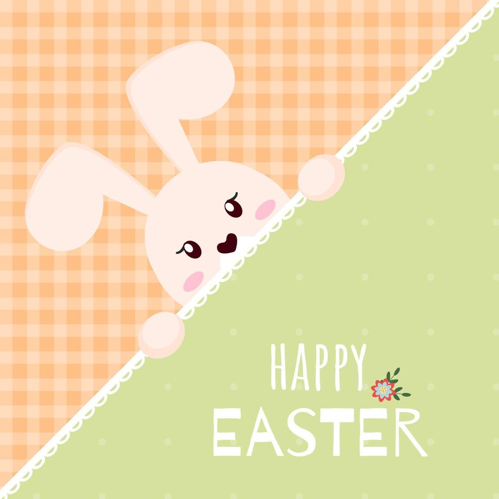 Happy Easter greeting card template. Cute bunny. Cartoon style. vector