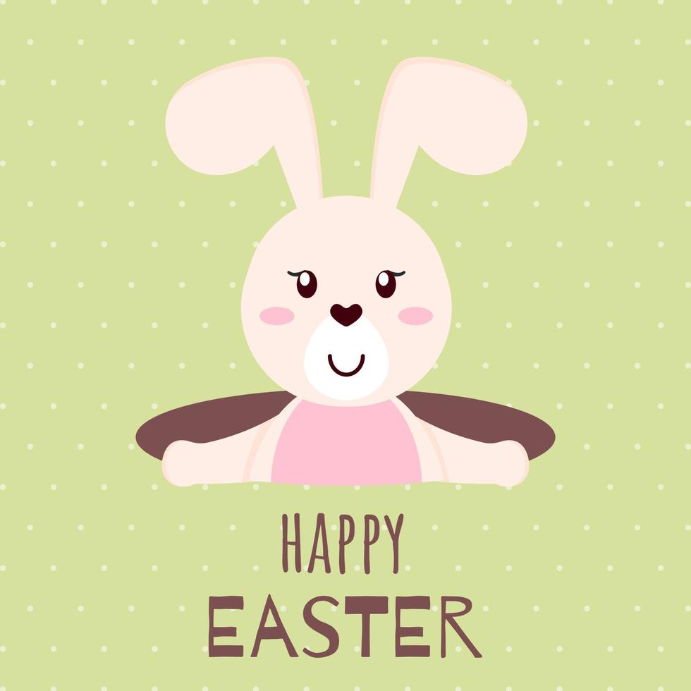 feliz plantilla de tarjeta de felicitación de Pascua. conejito lindo. estilo de dibujos animados vector