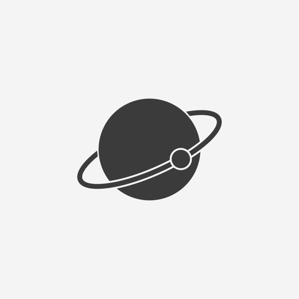 Planet, planet saturn with planetary ring system, astronomy flat icon vector
