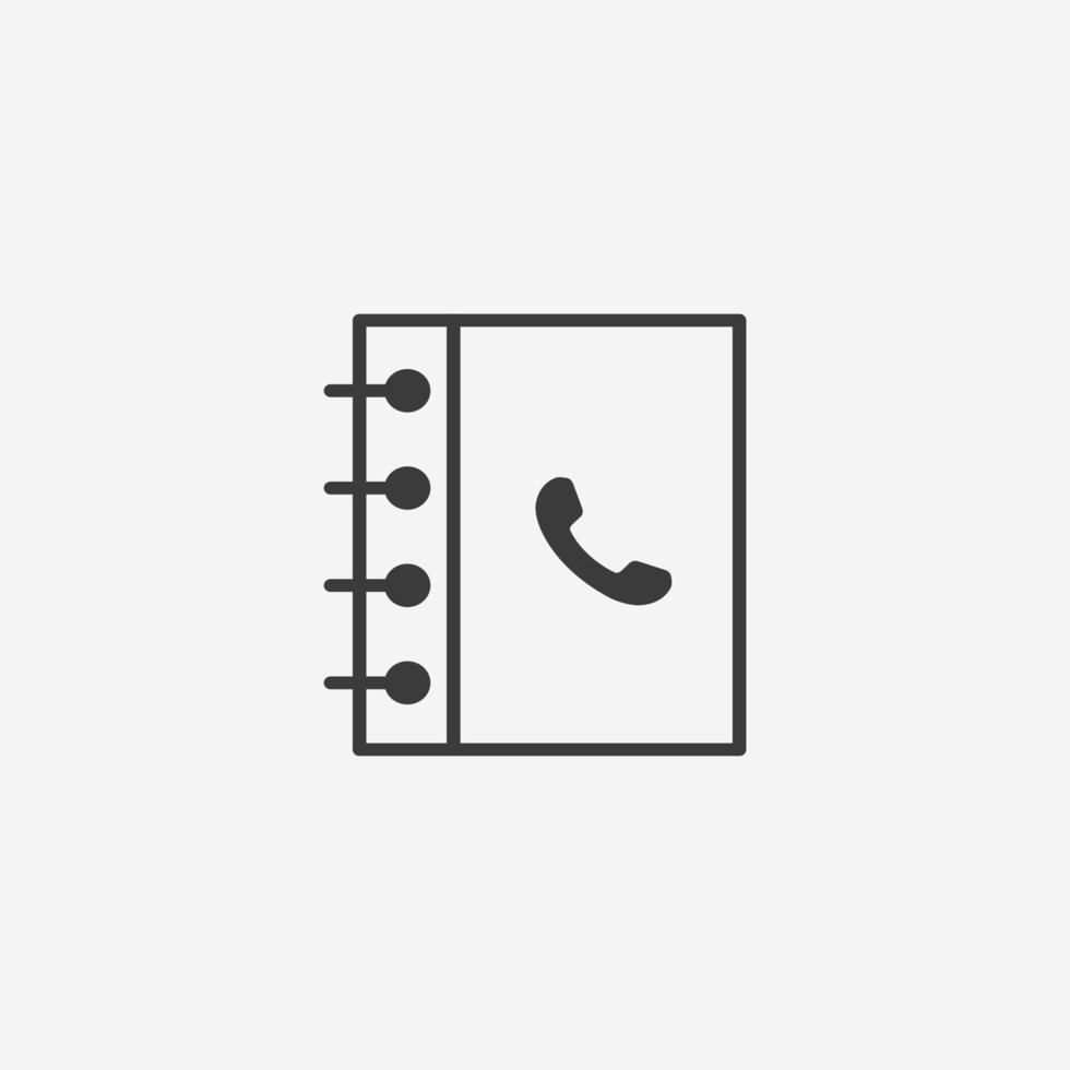 número, vector de icono de libreta de teléfonos. comunicación, libro de llamadas, contacto, signo de símbolo de dirección