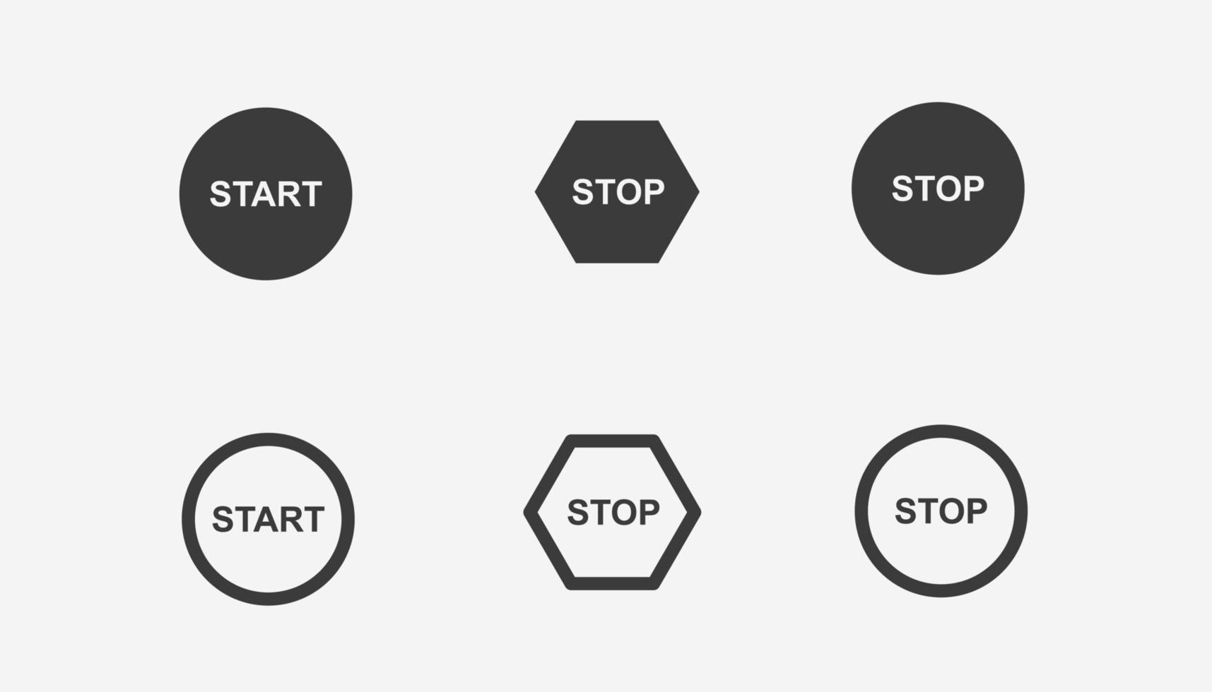 power, begin, start, stop, road button icon vector set sign symbol