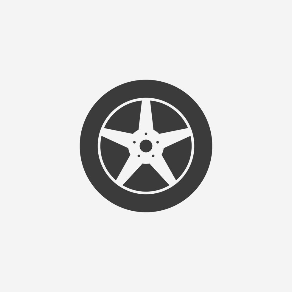 neumático, rueda, símbolo de signo de vector de icono de coche