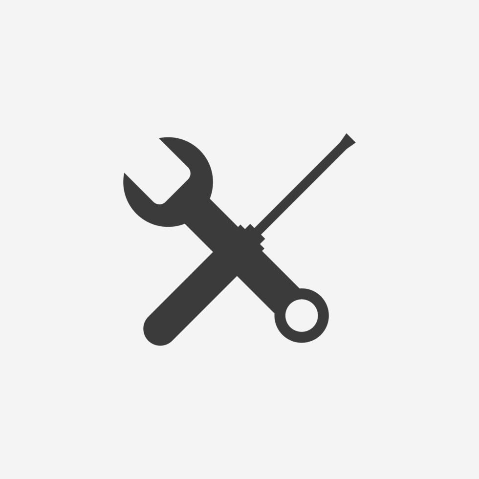 setting icon vector. screwdriver, spanner, wrench symbol sign vector