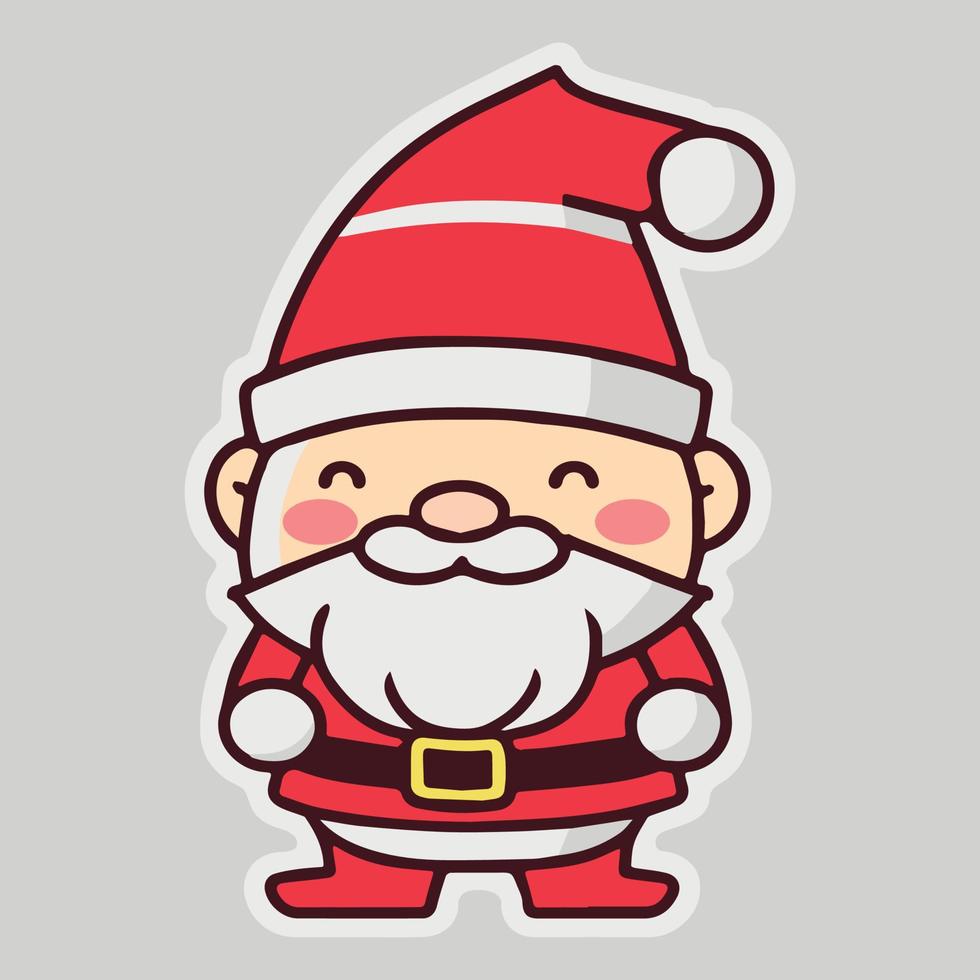 lindo adorable kawaii santa ilustración. feliz celebración navideña. vector