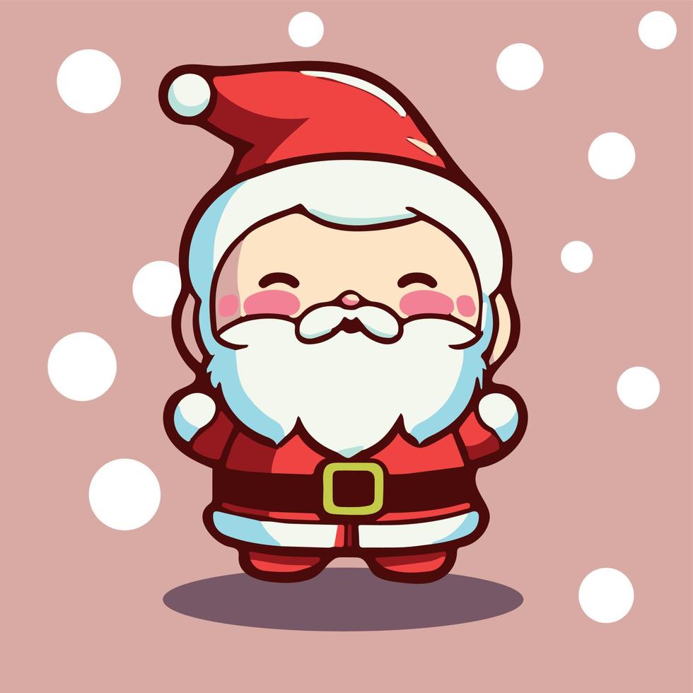 lindo adorable kawaii santa ilustración. feliz celebración navideña. vector