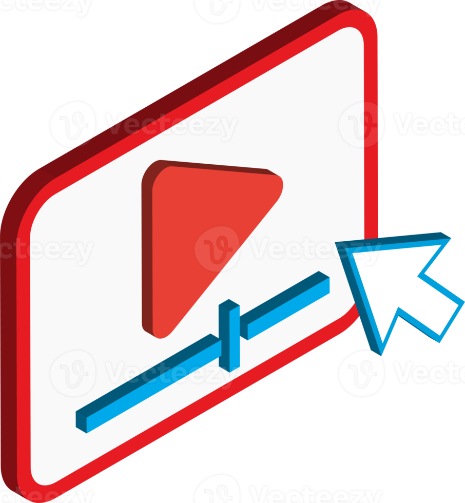 tablet and play button illustration in 3D isometric style png