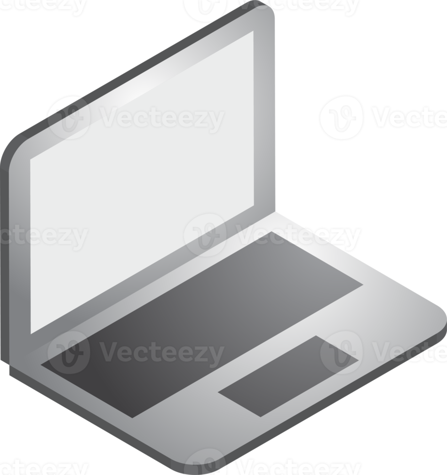 laptop illustration in 3D isometric style png