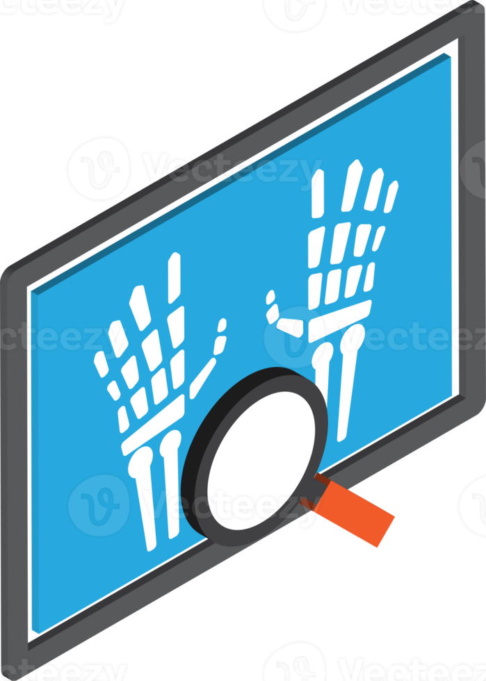 hand x ray illustration in 3D isometric style png