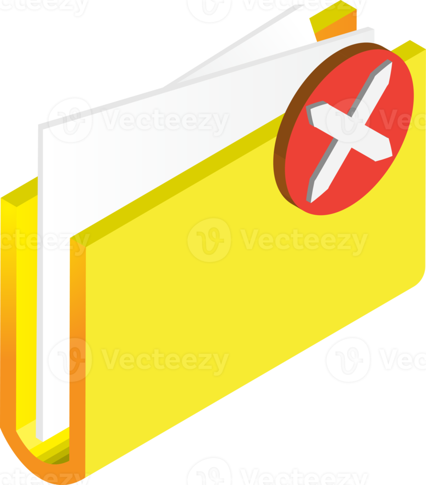 folder and wrong mark illustration in 3D isometric style png