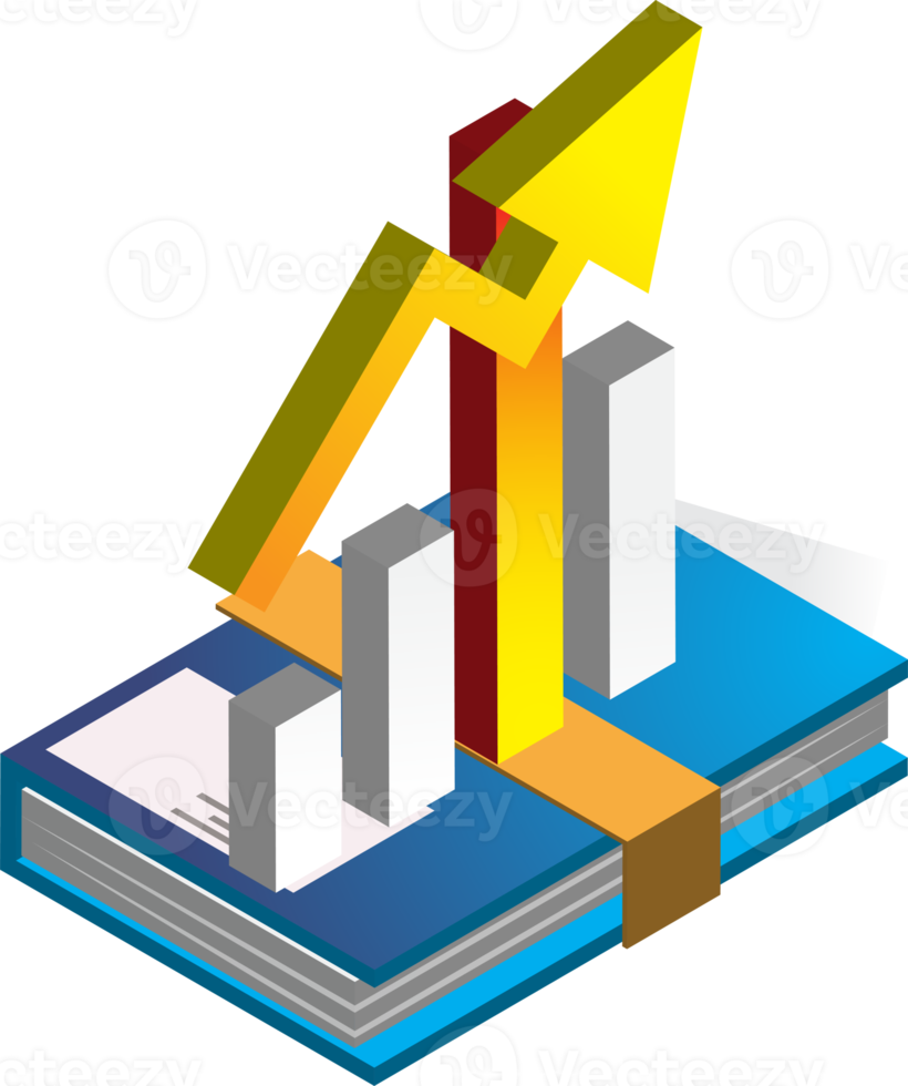 azione grafici e libri illustrazione nel 3d isometrico stile png