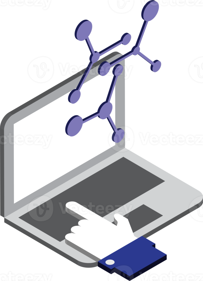 laptop and connection illustration in 3D isometric style png