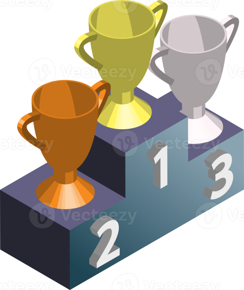 utmärkelser podium och troféer illustration i 3d isometrisk stil png