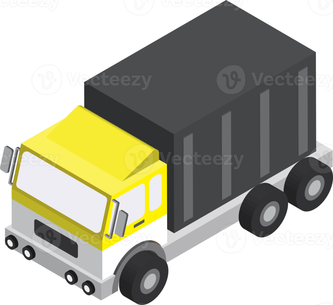 delivery truck illustration in 3D isometric style png