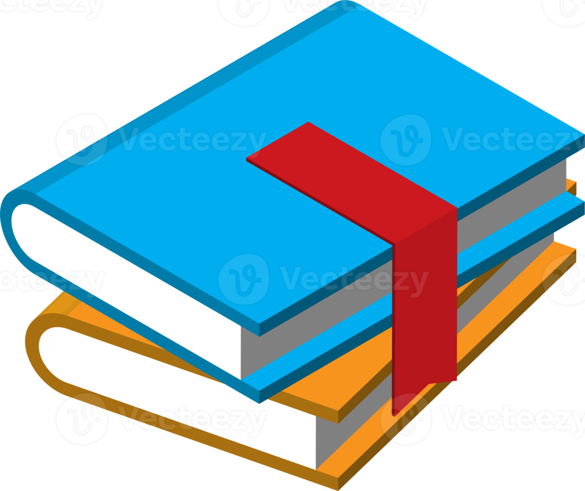 stack of books illustration in 3D isometric style png