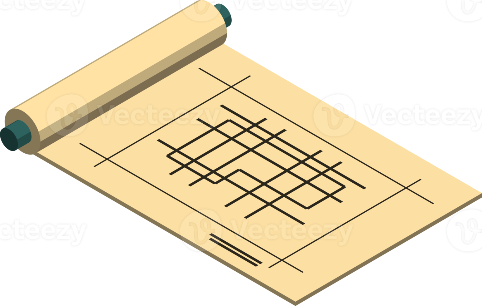 ilustración del plan de construcción de la casa en estilo isométrico 3d png