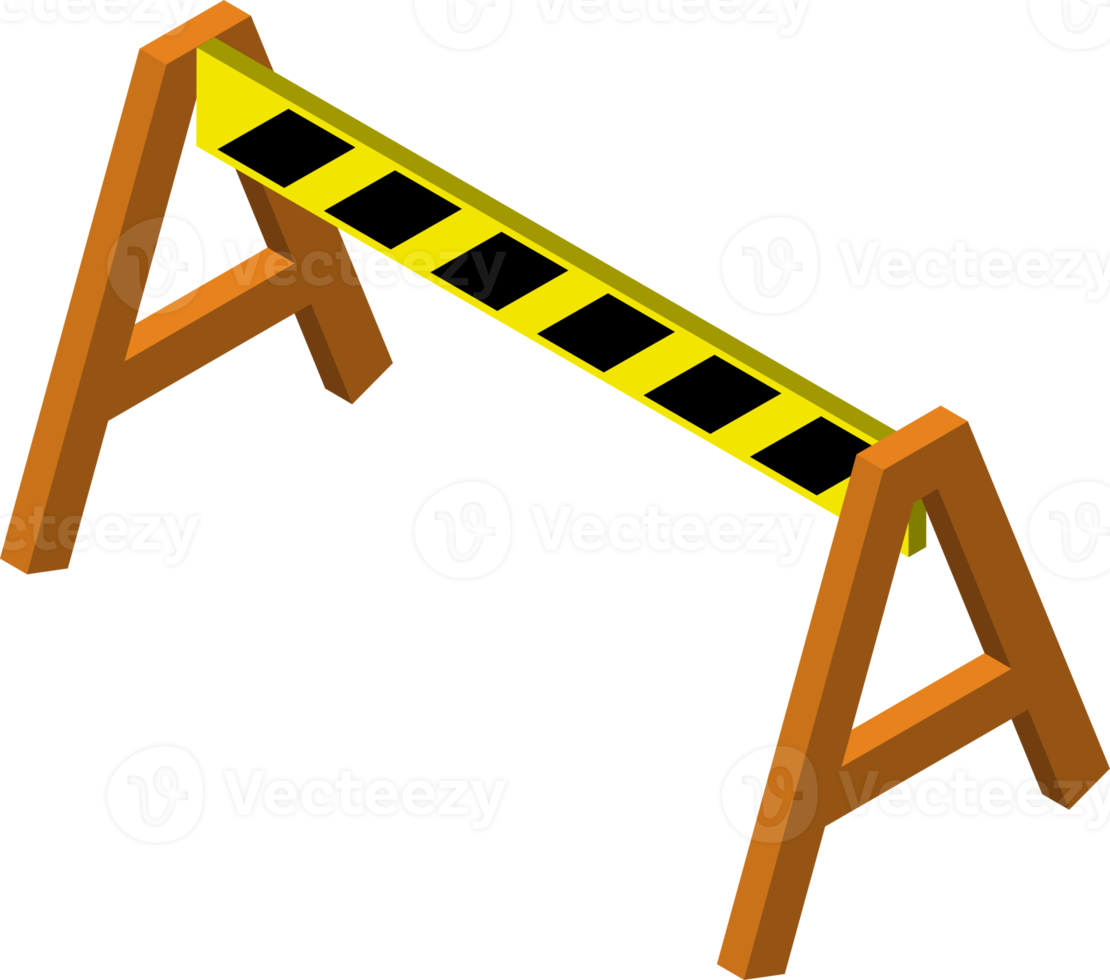 bouw zone barrière illustratie in 3d isometrische stijl png